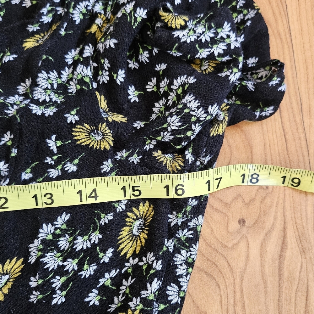 Free People Jinx Black Floral Print Tie-Front Romper Size 10 - Picture 10 of 11